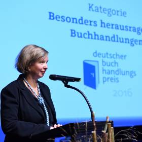 Verleihung des Buchhandlungspreises in Heidelberg 2016. © Bundesregierung / Baumann