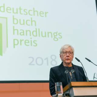 Rede einer Vorjahressiegerin, anlässlich der Verleihung des Deutschen Buchhandlungspreises, in der documenta-Halle (Hildegund Laaff, M. Lengfeldsche Buchhandlung).